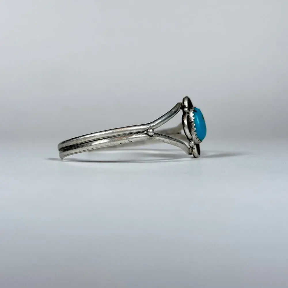 Vintage Navajo Sterling Silver Turquoise Cuff Bracelet 10.03g native